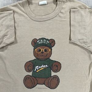 Vintage 1982 MASH Radar T-Shirt Men Small/Medium TV Show Promo Bear Brown